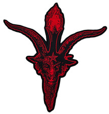 BAPHOMET RED GOAT SHAPED BORDER EMBROIDERED BACKPATCH