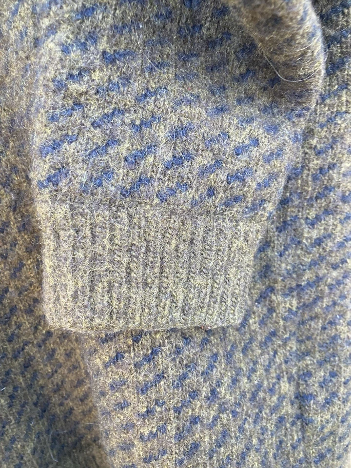 Suéter LL Bean Para Hombres Mediano Marrón Azul Ojo de Pájaro Noruega Noruego Cuello Redondo Pullover Foto 4 de 4