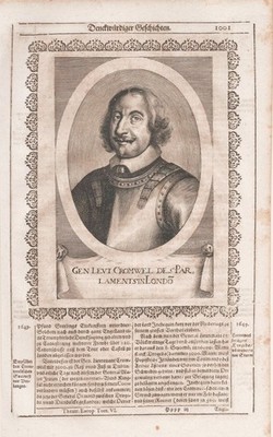 Oliver Cromwell Lord Protector England Scotland Portrait Kupferstich 1650.