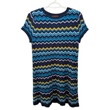 Missoni Zig Zag Stripe Knit Dress Short Sleeve Womens Medium Boho Quiet Luxury