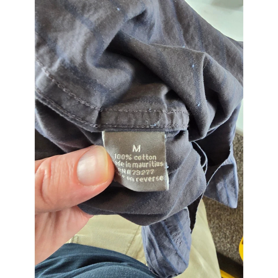 Apt 9 Mens Sz M Superfine 80s Cotton Long Sleeve Button Up Dress Shirt Navy Gray - Image 4 of 4