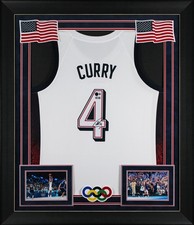 Warriors Stephen Curry Signed Team USA White Nike Swingman Framed Jersey BAS