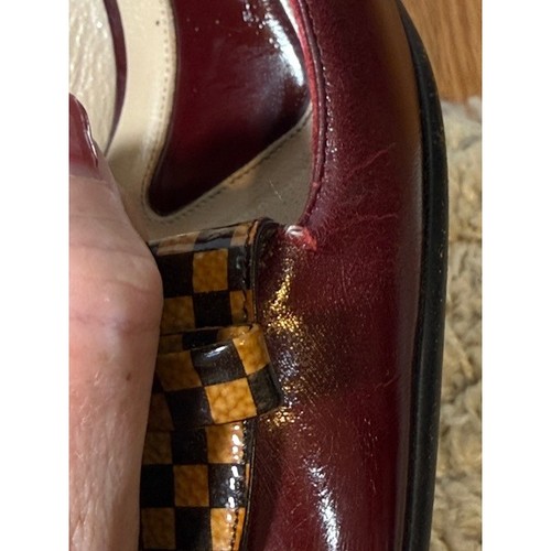Louis Vuitton Damier Ebène Bow Pump IT37 US6,5 bordeaux breveté vintage certificat d'authenticité - Photo 11/13