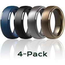 4-Pack Silicone Ring Flexible Waterproof Wedding Sports Rubber Engagement Bands