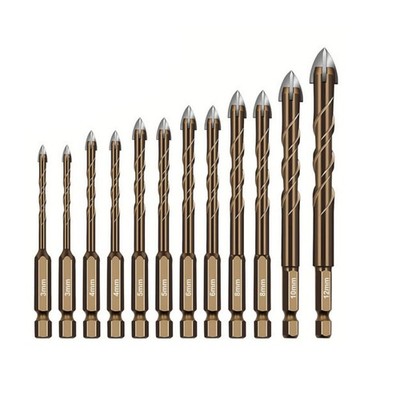 Set of 12 Carbide Drill Bits Professional-Grade for Marble Ceramic Tile Glass