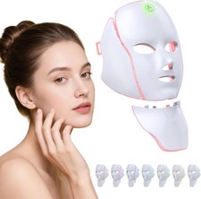 LED Red Light Mask,7 Modes IR Face Neck,Cordless USB-C Home Travel Salon Yoga Sk