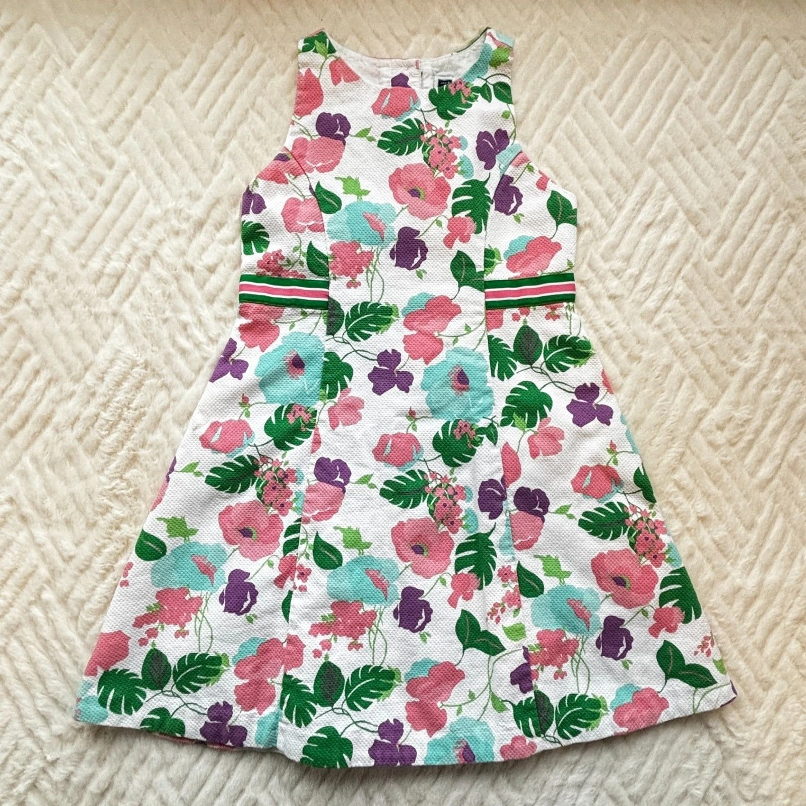 Janie and Jack Girls 6 Floral Fit & Flare Dress Tropical Garden Party Bow