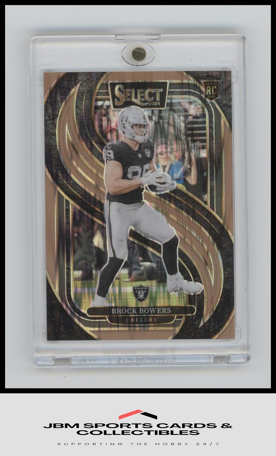2024 Panini Select #118 Brock Bowers Copper Prizm Shock RC #/299