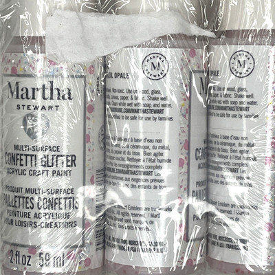 Martha Stewart CONFETTI GLITTER Acrylic Paint 2 oz ea OPAL SUNRISE 3 Pack