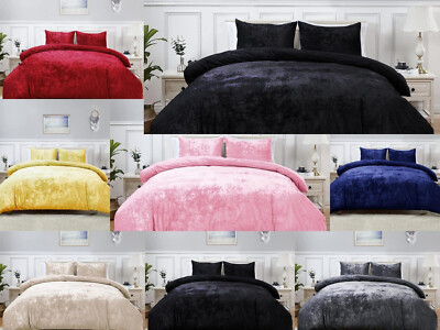 4-teiliges Bettwäscheset Crushed Velvet Komplett Bettwäsche Spannbetttuch Kissenbezug