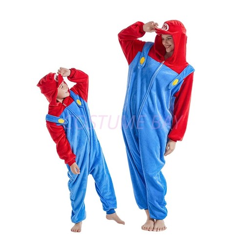 Kids Super Mario Bros Onesie Red Mario Green Luigi Jumpsuit Costume Pajamas AU - Picture 4 of 18