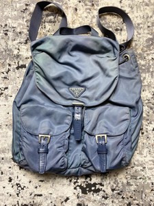 blue nylon backpack
