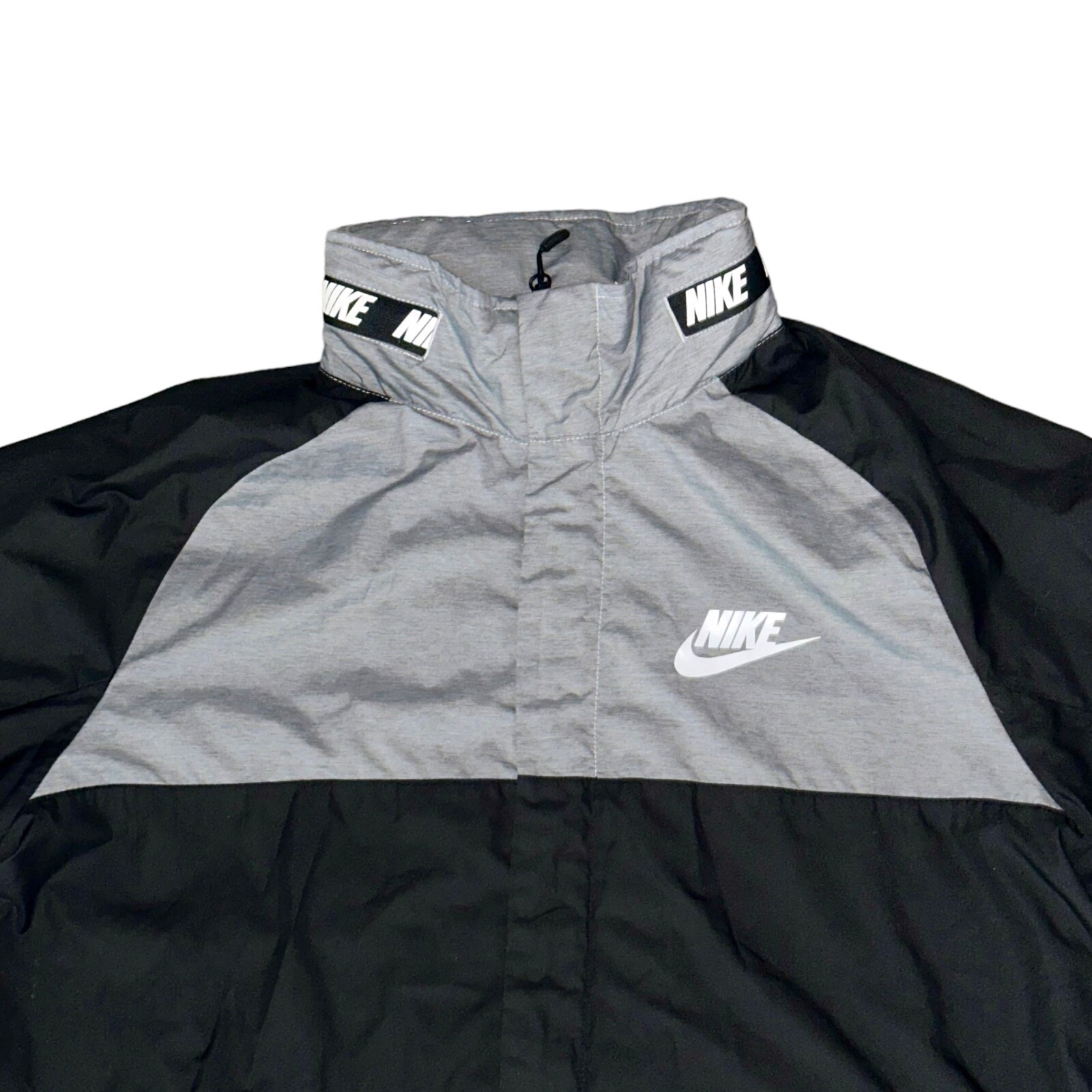 Nike Soccer Windbreaker Rain Jacket Light Black Gray Nylon Large eBay