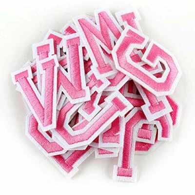 CRAFTMONK Pink Letter Patch Patches Sew on / Iron on Alphabet Embroidered Clothes Letters