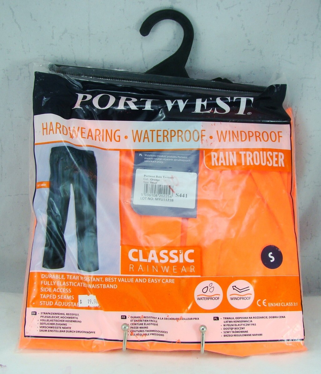 Portwest Classic Rainwear S441 Mens Waterproof Rain Trousers