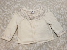 Janie and Jack 6-12 Month Girl Fair Isle Knit Cardigan Sweater Cream Ivory
