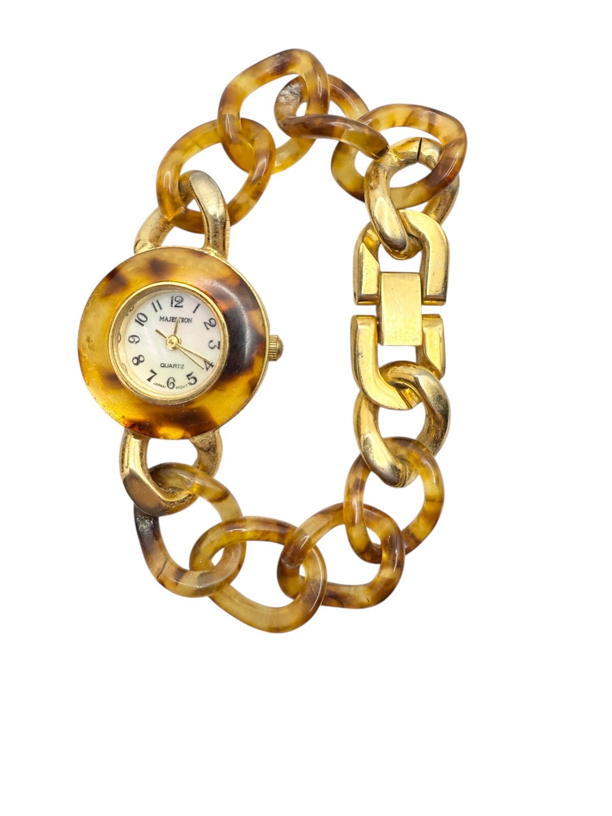 Vintage Tortoise Shell Pattern Opalescent Dial La… - image 3