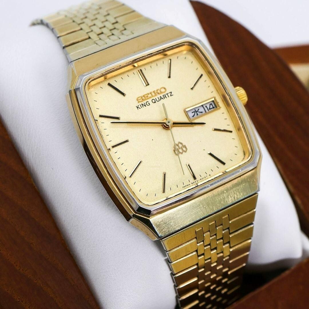 Seiko King Quartz Twin Quartz Vintage Men's Watch Silver Tone