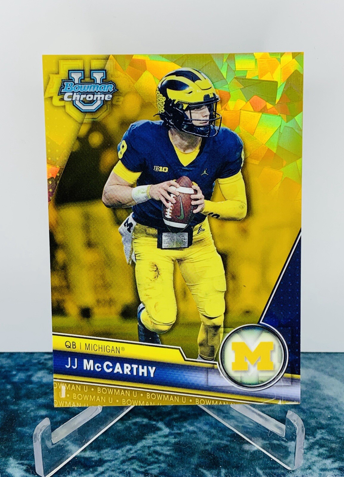 2023 BOWMAN CHROME U SAPPHIRE JJ MCCARTHY GOLD REFRACTOR #/50 #124