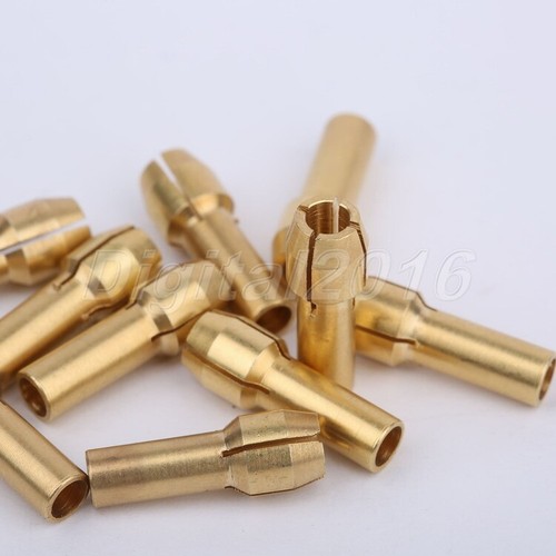 10pc 1/8" 3.2 mm Brass Collets Adapter Nut Kit Fit Grinder Shafts Rotary Tool - Picture 10 of 11