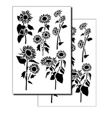 SUNFLOWER Painting Stencils Wall Decorating Mylar 14" Flower Template 2 Pack
