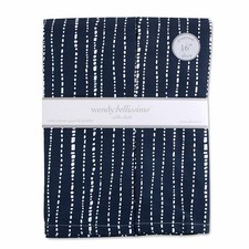NEW WENDY BELLISSIMO Crib Skirt Navy Blue White. 16" Drop Ticking Baby Box
