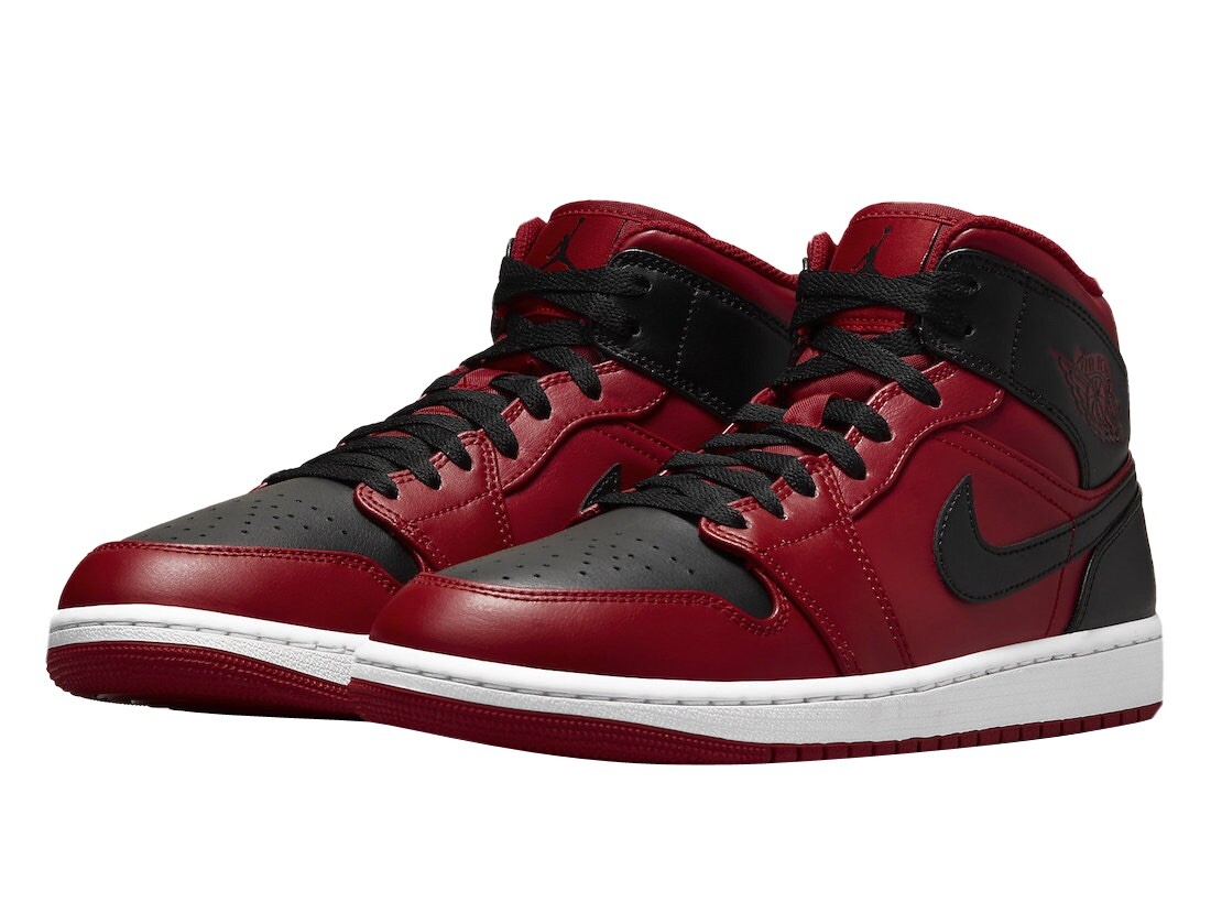 Nike Air Jordan 1 Mid-Rev. Bred Red Black 554724-660 Men's Shoes