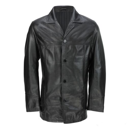 Mens Black Button Down Short Coat (FJ1) - Picture 1 of 7