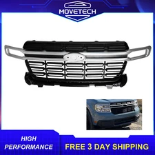 Front Bumper Upper Grille Black W/ Silver Bar For 2022-2023 Ford Maverick