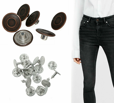 Trimming Shop 14mm Ottone Jeans Bottoni in Scuro Argento