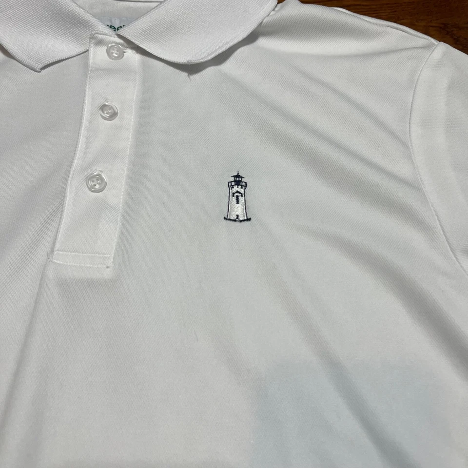 绿草 Polo 衫男式大号白色高尔夫高尔夫高尔夫球手运动休闲灯塔标志 — 第 2/4 张图片