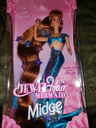 Barbie 1995 Mattel Jewel Hair Mermaid 14589 bambola "Midge" nuova con scatola - Foto 12 di 12