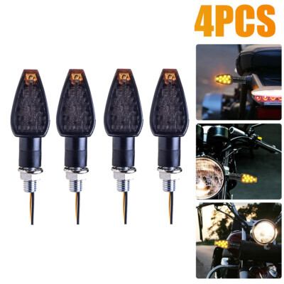 4 Stück LED Motorrad Blinker Universal Vorne Hinten Schwarz E-GeprüFt M10 12V