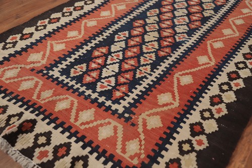 Vegetable Dye Kelim Marineblau 12 Fuß Läufer Teppich Handgewebt Wendeteppich 3x12 - Bild 6 von 16