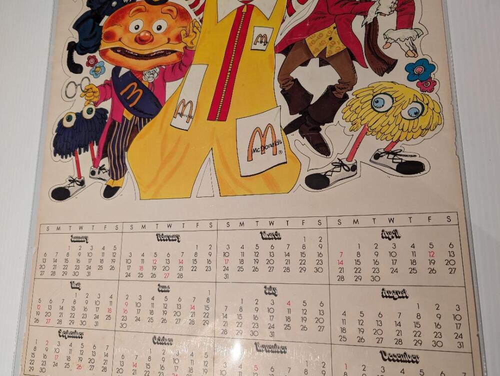 74' McDonalds Calendar マクドナルドカレンダー 当時レトロ 1974 McDonalds Oversized Calendar Ronald McDonald | eBay