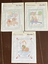 BUCILLA Stamped Cross Stitch Christmas Sampler, Lot of 3, HOME DESSERT BUNNY