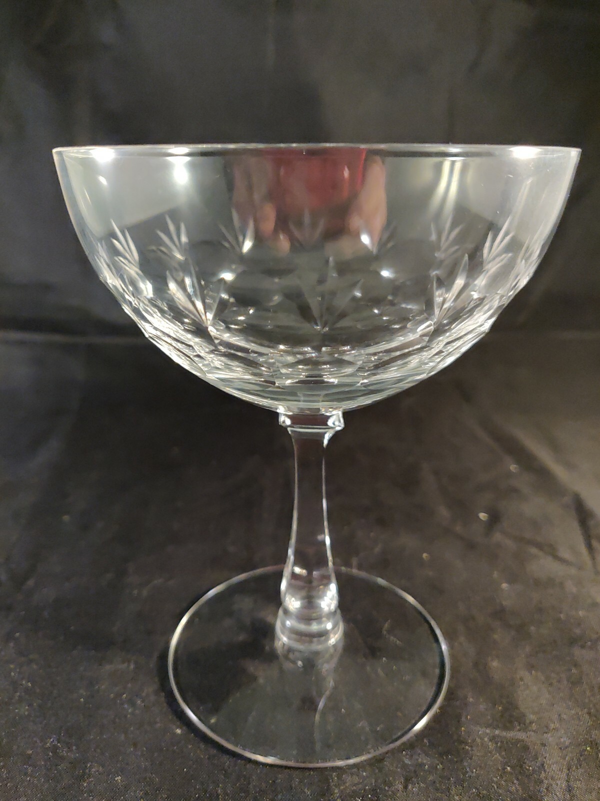 FOSTORIA ''KIMBERLY" ETCHED PINEAPPLE CHAMPAGNE/SHERBET CRYSTAL GLASSES