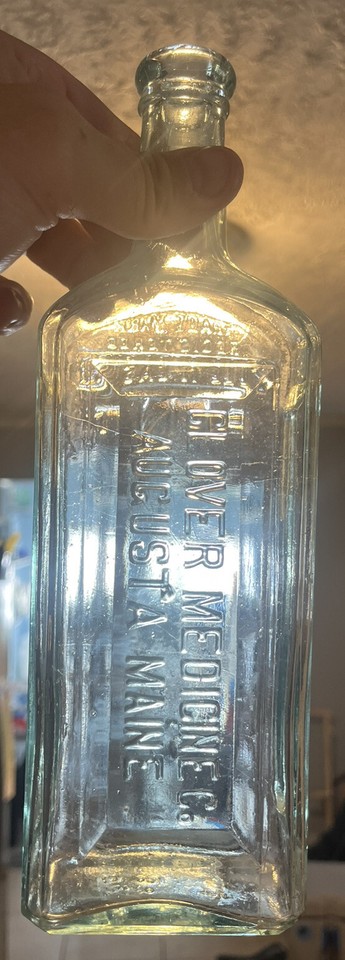 AQUA BLUE CLOVER MEDICINE CO. AUGUSTA MAINE BITTERS BOTTLE | eBay