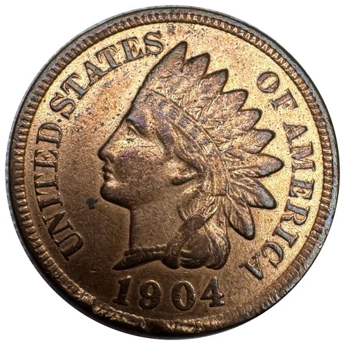 United States 1904 Indian Head Cent 1 Cent Bronze - AU (minor damage)