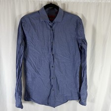 Hugo Boss Dress Shirt Mens 15 34/35 Blue Modern Fit Button Up Long Sleeve Office