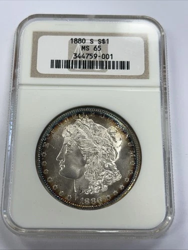 1880- S  Morgan Silver Dollar NGC MS-65 - old holder - Colorful