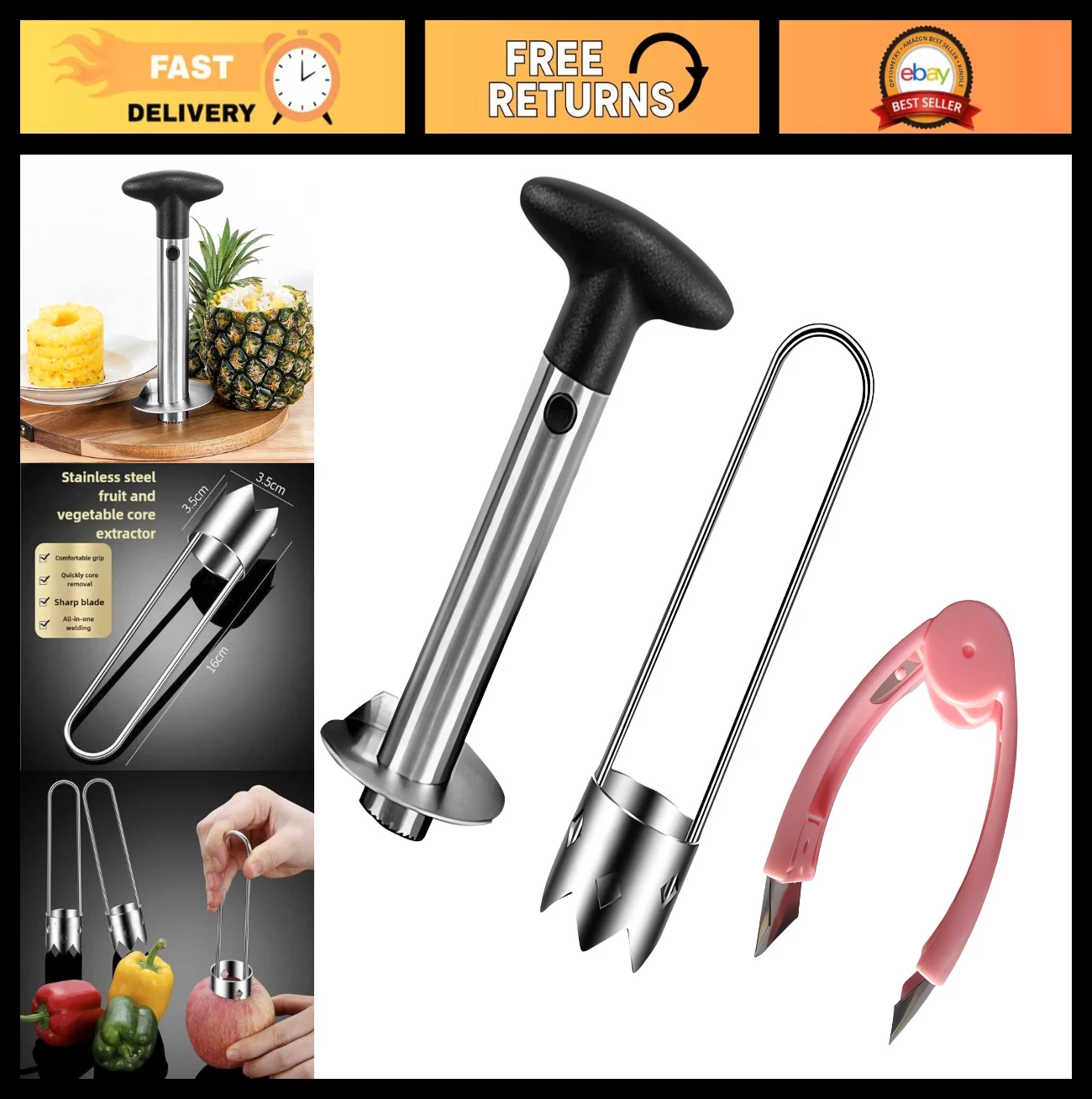 Stainless Steel Fruit & Vegetable Corer Tool - Apple, Pepper, Tomato Remover Gad
Opens in a new wind