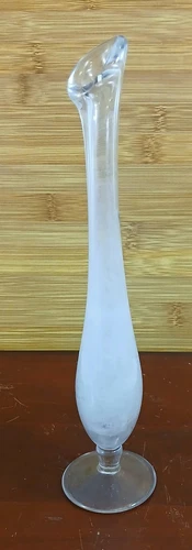 Vintage Fenton? Frosted  Satin Water Lily.  10" Bud Vase