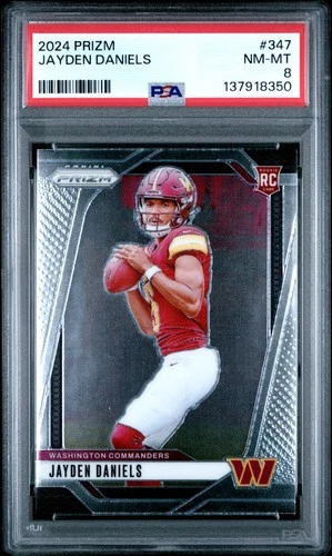 2024 Prizm #347 Jayden Daniels Rookie Card PSA 8 NM-MINT
