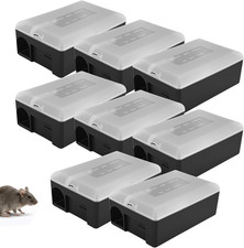 8 Pack Rat Bait Station with Key, 10.4 Inch Heavy Duty, Clear Cap