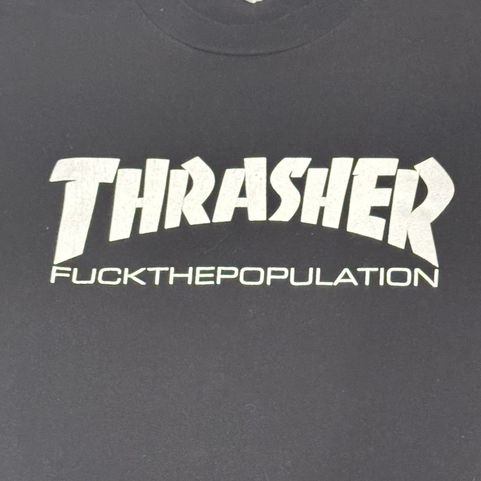 FTP × Thrasher Tee – Black – XL – “THRASHER / FUCKTHEPOPULATION” front + FTP - Image 3 of 4