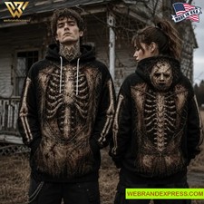 Horror Skeleton Halloween Graphic Print Adult Unisex 3D Hoodie