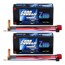 2S Shorty Lipo Battery 6000mAh 7.6V 120C Hard Case with 5mm Bullet to T Connecto