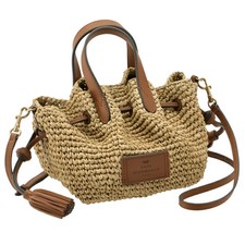 Anya Hindmarch Drawstring Raffia Bucket Bag Small Brown 163545 [06_amz]