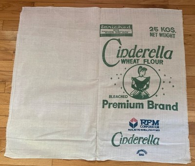 Vintage Cinderella Flour Sack Open Unsewn Fabric Feed Bag 35x30.5